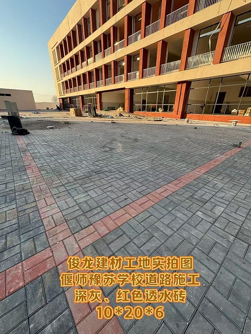 偃師豫蘇學校道路施工（深灰、紅色透水磚 10*20*6）