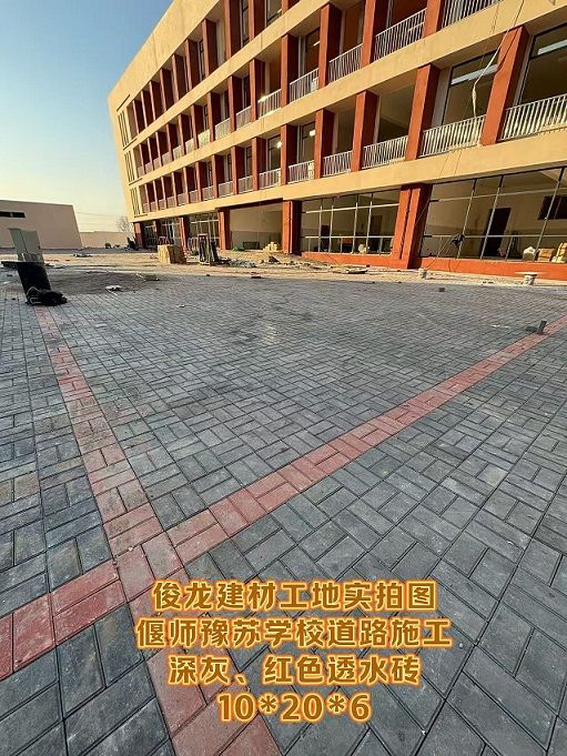 偃師豫蘇學校道路施工（深灰、紅色透水磚 10*20*6）